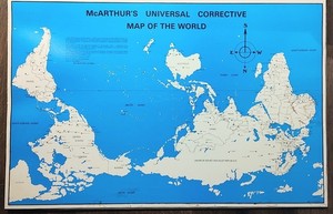 Original McArthurs Universal Corrective Map Of The World 1979 Australia 22x34