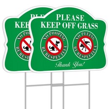 No Pooping Or No Peeing Dog Signs, Keep Off Grass Sign, 2 Pack 12" x 9" Doubl...
