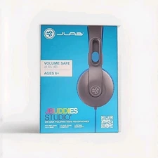 JLab JBuddies Studio2 Kids Headphones Volume Safe All Day Comfort BLUE/GRAY