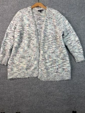 Lane Bryant Women’s Open Front Cardigan 14/16 Multicolor Fuzzy Knit Sweater