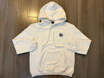 Gucci Cotton Jersey Hooded Sweatshirt with Embroidery hoodie white sz M