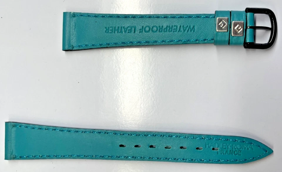 Correa de reloj de cuero genuino turquesa de 14 mm Foto 2 de 3