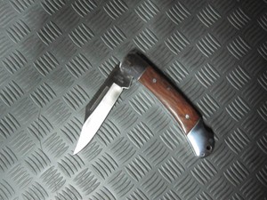 Coltello da campagna campeggio escursioni pesca manico in legno foro appendere