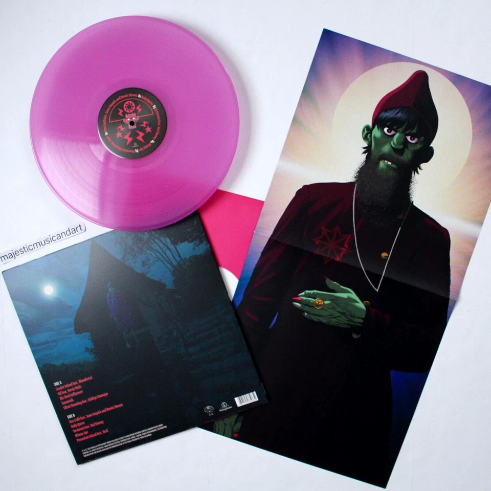 RARE VIOLET VINYL DLX GORILLAZ CRACKER ISLAND LP POSTER BAD BUNNY STEVIE NICKS - Image 2 of 4