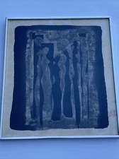 NOWLEN PAINTING MID CENTURY ABSTRACT EXPRESSIONISM BLACK MODERNISM SIGNED 1960'S