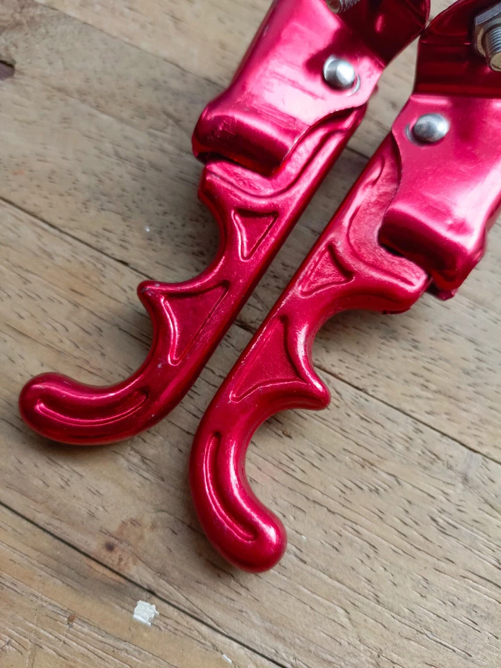NOS Old School BMX alça alavanca freio 1 peça estilo vintage vermelho dois dedos - Imagem 2 de 4