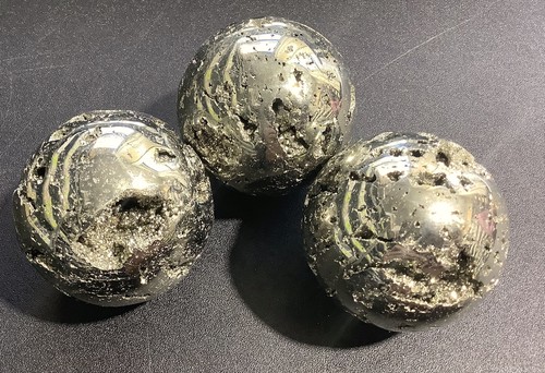 Bola de cristal drusa pulida bola de piedra preciosa esfera de pirita de hierro - Imagen 2 de 2