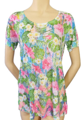 PLUS Tropical Hawaiian Hibiscus Soft n light One By One Print V368 1X 2X 3X