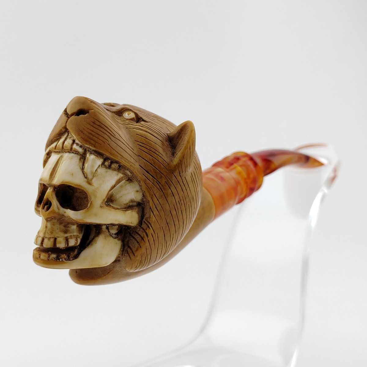 Meerschaum Pipe ミアシェルム パイプ 海泡石 専用ケース付 Skull Block Meerschaum Pipe,with Case,Unique Meerschaum Pipes