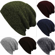 Man Lady Warm Beanie Baggy Loose Cap Winter Slouchy Knitted Ski Hat