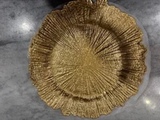 Set of 12 Gold Coral Reef Textured Cut Edge Chargers Plates Tableware 13"