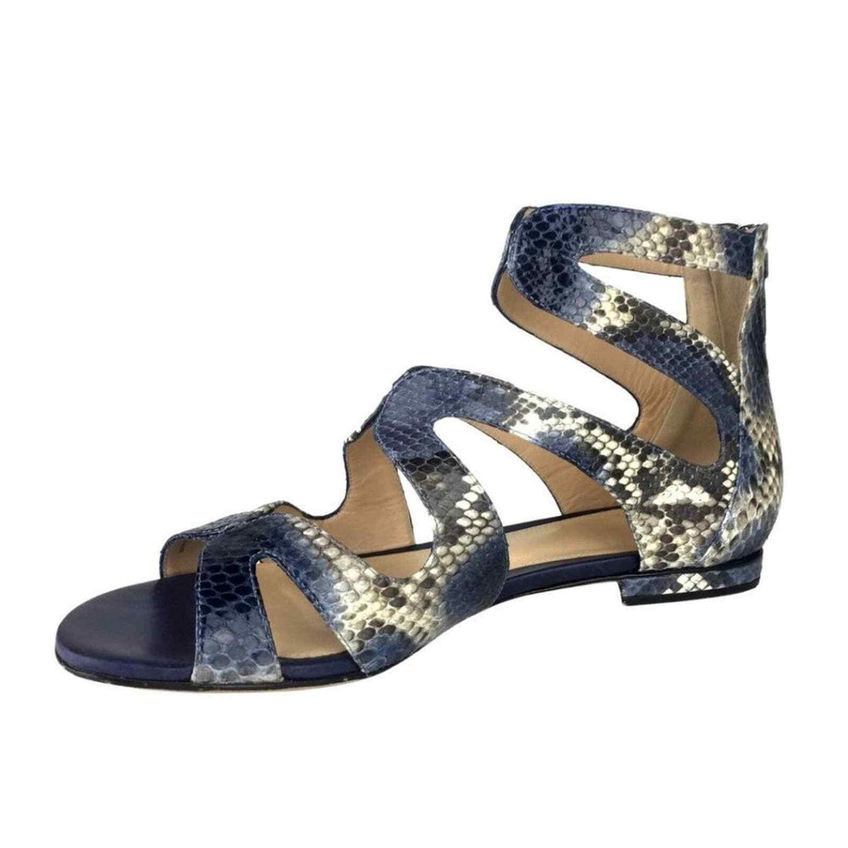 Alexandre Birman Felicie Python Caged Flat Sandals Sz