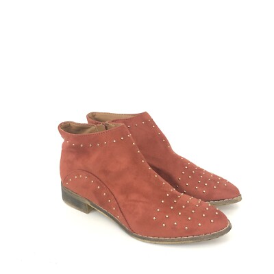mi.im Womens Size 5.5 Red Faux Suede Tassos Studded Bootie