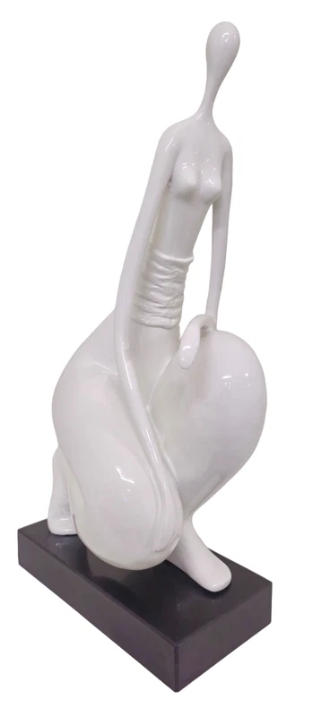 Statua Scultura Donna AMBIENTI GLAMOUR White Woman con base in Marmo