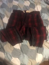 Vintage Woolrich Red Plaid Wool Hunting Pants, Size 36 Ties At Ankle