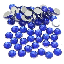 500 Royal Blue Acrylic Rhinestone Flatback Round Gem Beads 6mm Flat Back No Hole