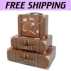 Set of 3 Vintage Travel Suitcase Boxes | Stylish Decorative Storage Solution