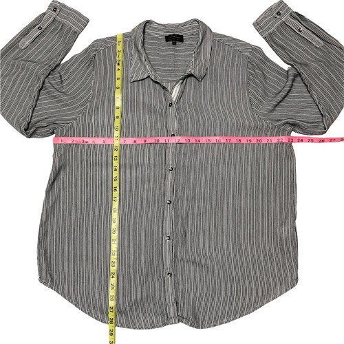 Lucky Brand Striped Gauze Blouse Womens Size XXL Black White Draped Viscose Cott - Picture 9 of 10