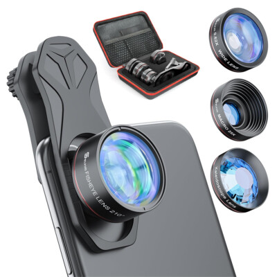 Selvim Handy Objektiv Kamera Linse Set 25X Makro Weitwinkel+Fisheye+Kaleidoskop