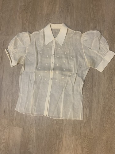 1940’s INSANE balloon Sleeves Shoulders See Through Art Deco VINTAGE - Picture 6 of 12