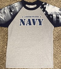 Vintage United States Navy Blu3 Shirt Size S Made In USA Cotten Unisex Mens