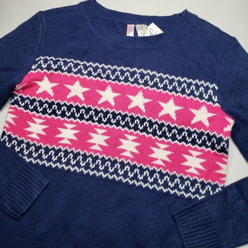 Girls Blue Pink Star Aztec Print Knit Sweater Size Small Confess By At Last - Picture 3 of 4