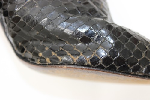 Vintage 80s Black Snakeskin Pointed Toe High Heel Boots Women's Size 40 *AS IS - Picture 17 of 18
