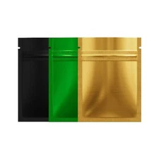 Different Sizes for 100 Flat Black Gold Green Metallic Lock Resealable Bags