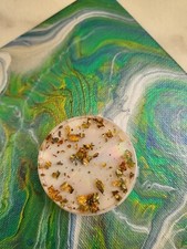 Personalized holographic clear wirh gold flakes phone grip, phone holder