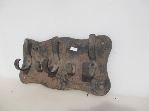 Vintage Wrought Iron Coat Rack Hat Hangers Hooks Hook Wall Old Antique 14"W - Picture 5 of 13