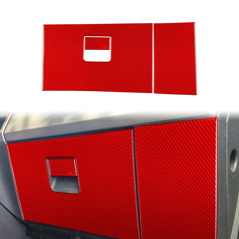 3Pcs Red Carbon Fiber Copilot Glove Box Panel Cover For Ford F150