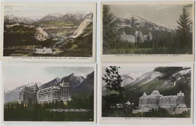 7 different Alberta Banff Springs Hotel Hand colored real photo RPPC ...