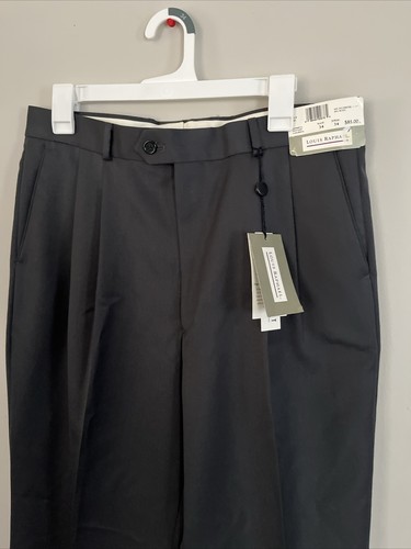 Pantalone elegante uomo Louis Raphael nuovo etichette plissettato grigio scuro 34x34 poli lana bello - Foto 5 di 16