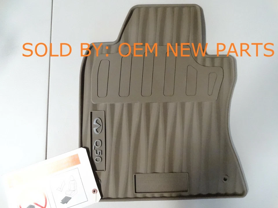 OEM 2014-2022 Infiniti Q50 All Season Rubber Floor Mats BEIGE 999E1-J5001 U-1 - Image 3 of 4