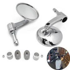 Chrome 7/8" 1" 22mm 25mm Round Bar End Mirror Diamond cut-down Café For Harley