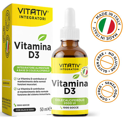 VITATIV ® Vitamina D3 in Gocce a Base di Colecaciferolo 2000UI 50ml-  Sublinguale | eBay