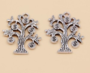 Free Ship 11 24pcs Tibetan Silver Charm Money Tree Pendant 28x26mm - image is loading free ship 11 24pcs tibetan silver charm money