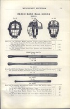 1910 PAPER AD Reach Catchers' Mask Baseball Bat Mushroom Knob Mitt
