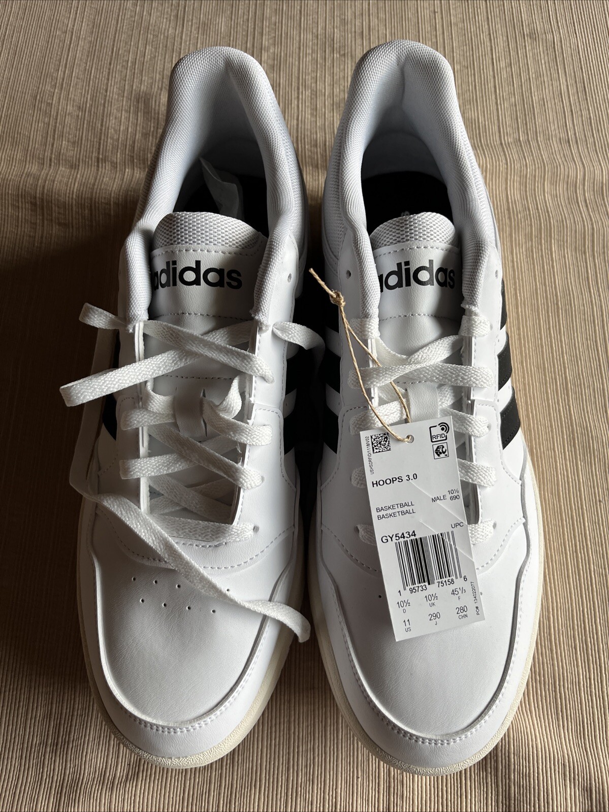 SAOLA Adidas Hoops 3.0 Low GY5434 Sneakers Uomo 11 Scarpe Pelle Bianco Nuove senza scatola