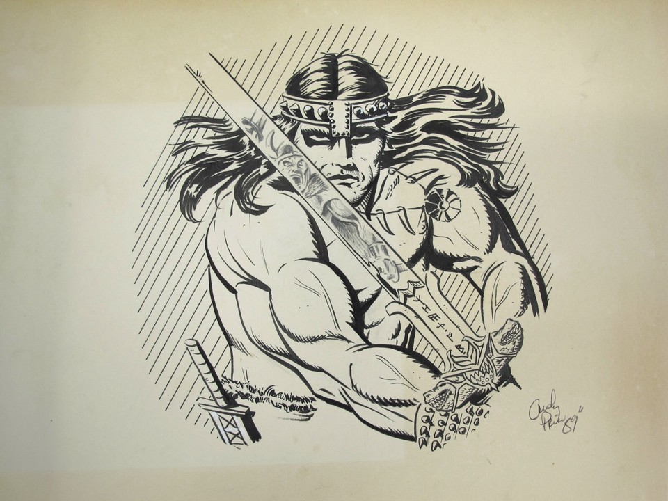 vtg 1989 original comic ink art - Andy Price Conan The Barbarian Comic Art