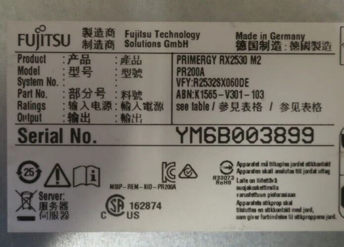 Fujitsu Primergy RX2530 M2 2x 10C E5-2630v4 2.2GHz 256GB Ram 4x 2.5" Bay Server - Image 3 of 3