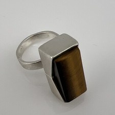 Vintage Sterling Silver 925 Natural Tiger Eye Ring Size 6