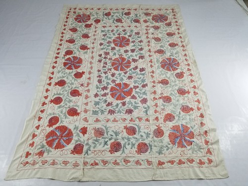 Vintage traditioneller usbekischer Suzani bestickter Wandbehang Wandteppich 210 x 148 cm - Bild 12 von 13