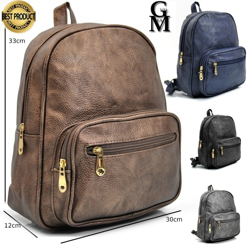 Zaino zainetto semplice uomo donna pelle unica tinta passeggio lavoro  scuola | eBay