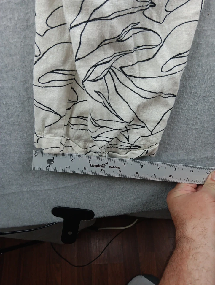 Mono mameluco mediano para mujer LUSH diseño abstracto medio mezcla de lino rayón usado en excelente estado Foto 4 de 4