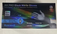 Raxwell RX Pro Black Nitrile Gloves - XL - 5.5 Mil - 100 Count - New In Box!