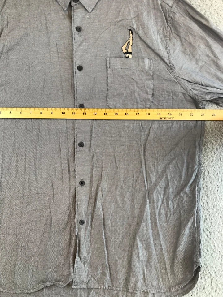 Urban Outfitters Button Down Shirt Men's Large Gray Long Sleeve Collared Legs - Image 2 of 4