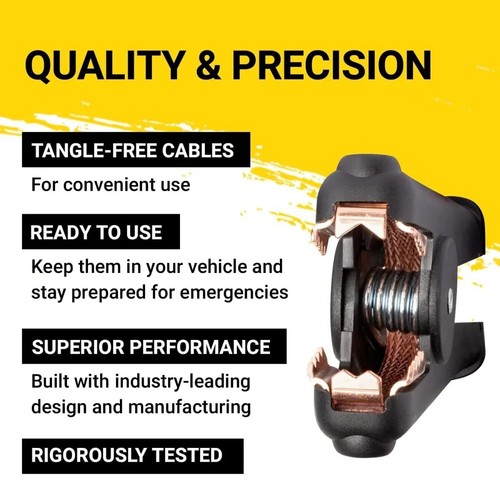 Heavy Duty Jumper Cables 15 ft - 100% Pure Copper, Alligator Clips, 1/0 AWG - Foto 7 di 9