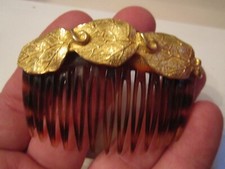 VINTAGE HAIR PIN MADE IN FRANCE TORTOISE DESIGN WITH HEAVY GOLD TONE - OFC11