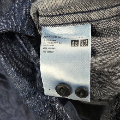 Uniqlo Shirt Womens Small Blue Denim Button Up Long Sleeve Collared 12511 - Picture 3 of 10